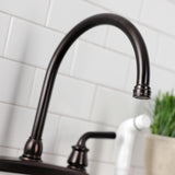 Restoration Two-Handle 4-Hole 8" Centerset Kitchen Faucet with White Side Sprayer
