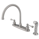 Vintage Two-Handle 4-Hole 8" Centerset Kitchen Faucet with Side Sprayer