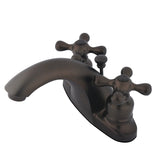 English Country Double-Handle 3-Hole Deck Mount 4-Inch Centerset Bathroom Faucet with Pop-Up Drain