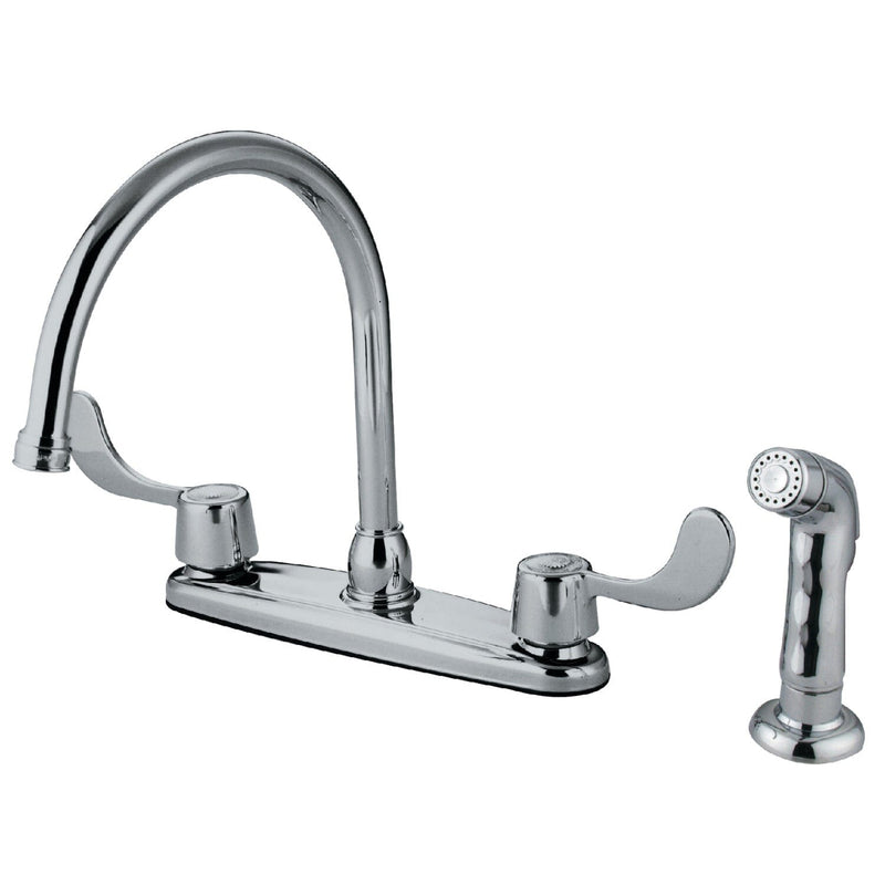 Vista Two-Handle 4-Hole 8" Centerset Kitchen Faucet with Side Sprayer