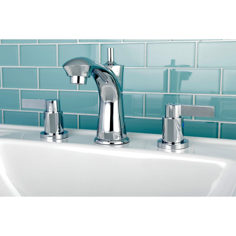 NuvoFusion Two-Handle 3-Hole Deck Mount Widespread Bathroom Faucet with Pop-Up Drain