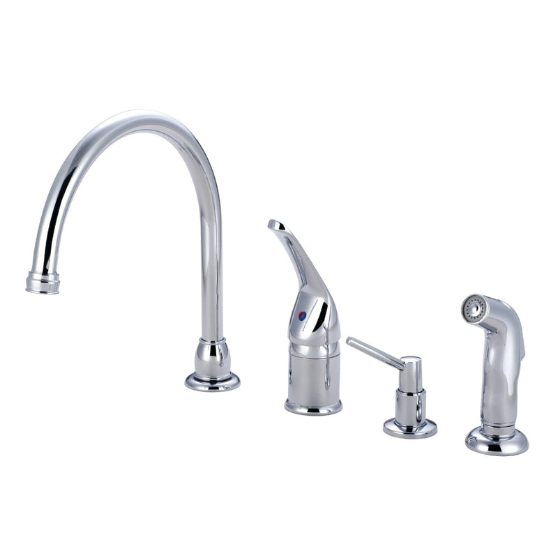 Chatham Single-Handle 4-Hole Widespread Kitchen Faucet with Side Sprayer and Soap Dispenser