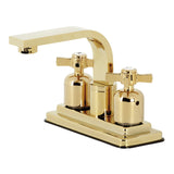 Millennium Double-Handle 3-Hole Deck Mount 4-Inch Centerset Bathroom Faucet with Push-Up Pop-Up