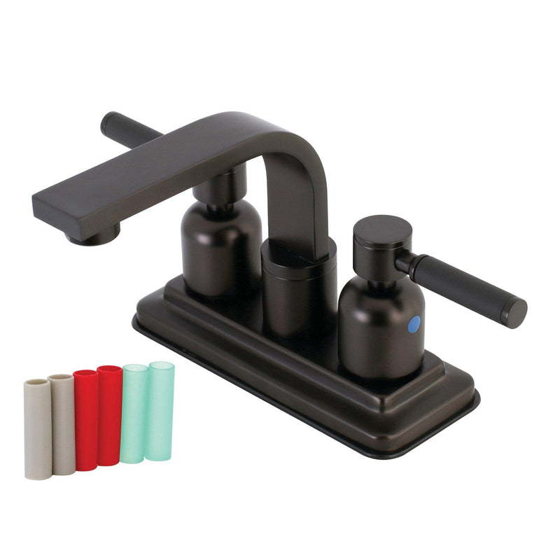 Kaiser Double-Handle 3-Hole Deck Mount 4-Inch Centerset Bathroom Faucet with Push-Up Pop-Up
