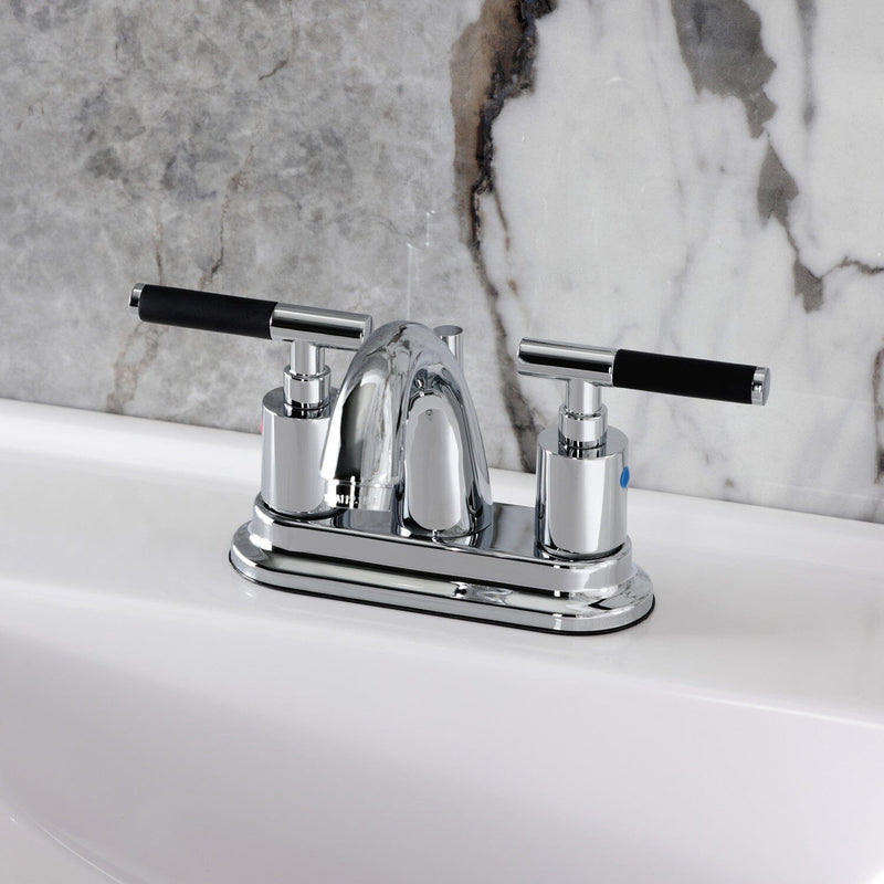 Kaiser Double-Handle 3-Hole Deck Mount 4-Inch Centerset Bathroom Faucet with Pop-Up Drain