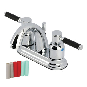 Kaiser Two-Handle 3-Hole Deck Mount 4" Centerset Bathroom Faucet with Plastic Pop-Up