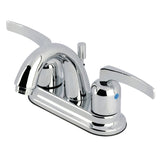 Centurion Two-Handle 3-Hole Deck Mount 4" Centerset Bathroom Faucet with Plastic Pop-Up