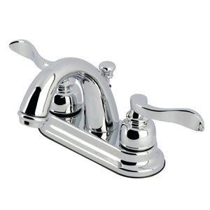 NuWave French Two-Handle 3-Hole Deck Mount 4" Centerset Bathroom Faucet with Plastic Pop-Up