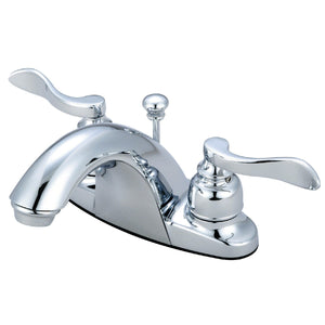 NuWave French Double-Handle 3-Hole Deck Mount 4-Inch Centerset Bathroom Faucet with Pop-Up Drain
