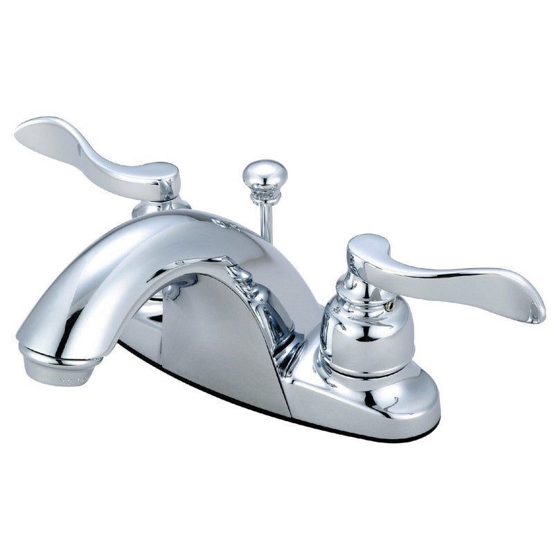 NuWave French Double-Handle 3-Hole Deck Mount 4-Inch Centerset Bathroom Faucet with Pop-Up Drain