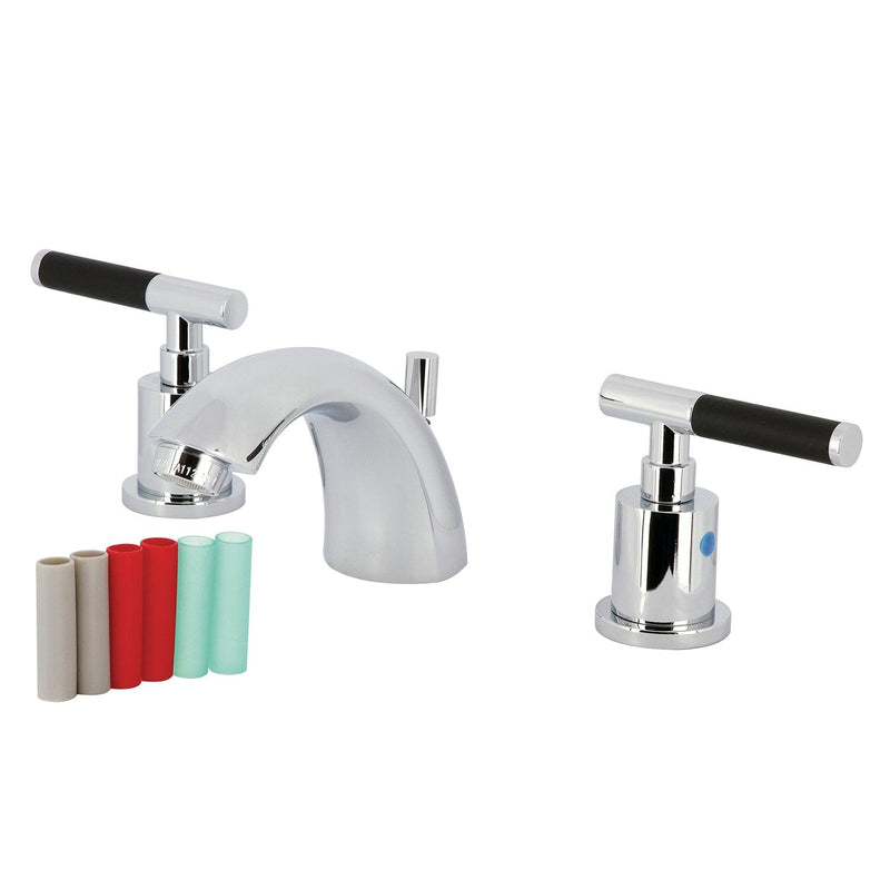 Kaiser Two-Handle 3-Hole Deck Mount Mini-Widespread Bathroom Faucet with Pop-Up Drain