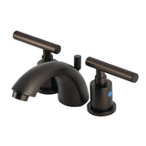 Manhattan Two-Handle 3-Hole Deck Mount Mini-Widespread Bathroom Faucet with Pop-Up Drain