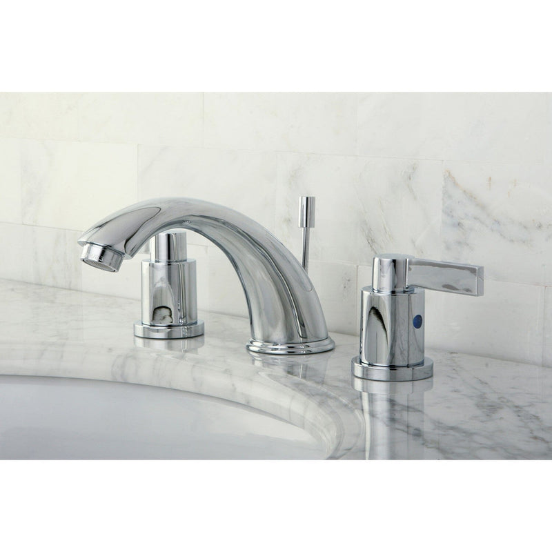 NuvoFusion Two-Handle 3-Hole Deck Mount Widespread Bathroom Faucet with Pop-Up Drain