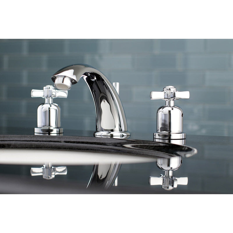 Millennium Two-Handle 3-Hole Deck Mount Widespread Bathroom Faucet with Pop-Up Drain