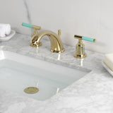 Kaiser Two-Handle 3-Hole Deck Mount Widespread Bathroom Faucet with Retail Pop-Up Drain