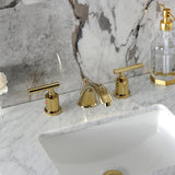 Manhattan Two-Handle 3-Hole Deck Mount Widespread Bathroom Faucet with Retail Pop-Up Drain