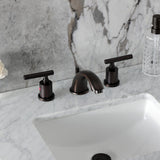 Manhattan Two-Handle 3-Hole Deck Mount Widespread Bathroom Faucet with Retail Pop-Up Drain