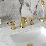 Manhattan Two-Handle 3-Hole Deck Mount Widespread Bathroom Faucet with Retail Pop-Up Drain
