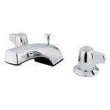 Americana Two-Handle 3-Hole Deck Mount Widespread Bathroom Faucet with ABS Pop-Up Drain