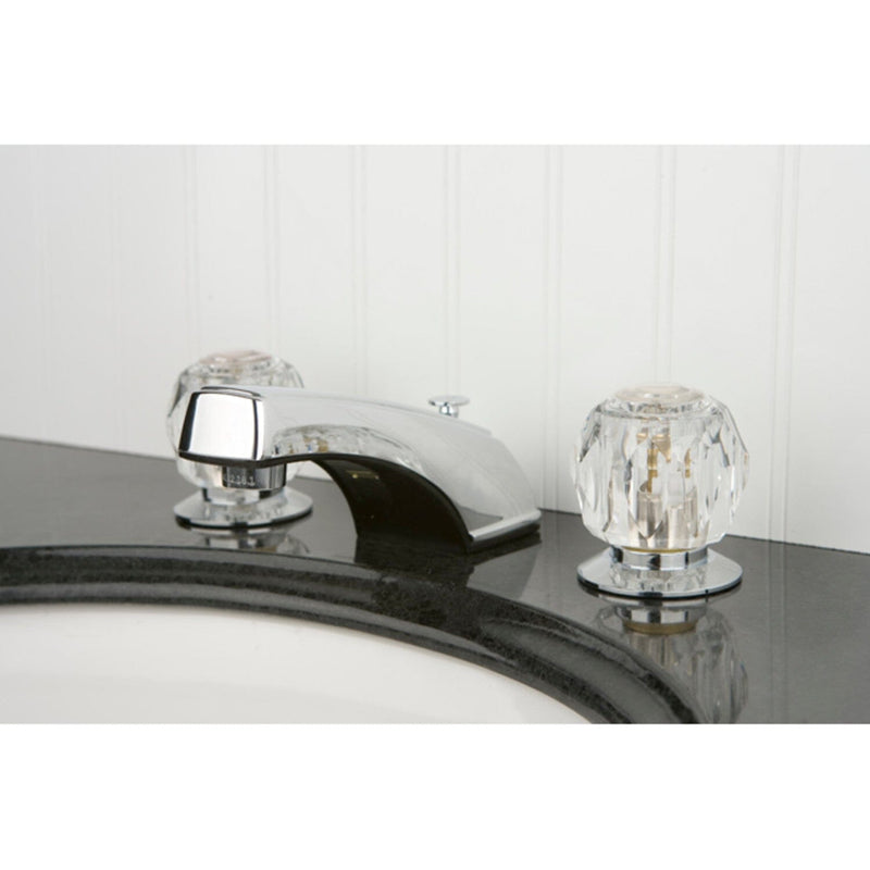Americana Two-Handle 3-Hole Deck Mount Widespread Bathroom Faucet with Pop-Up Drain