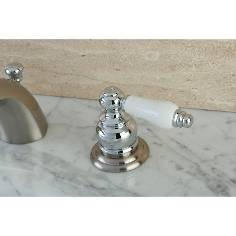 Victorian Two-Handle 3-Hole Deck Mount Mini-Widespread Bathroom Faucet with Pop-Up Drain