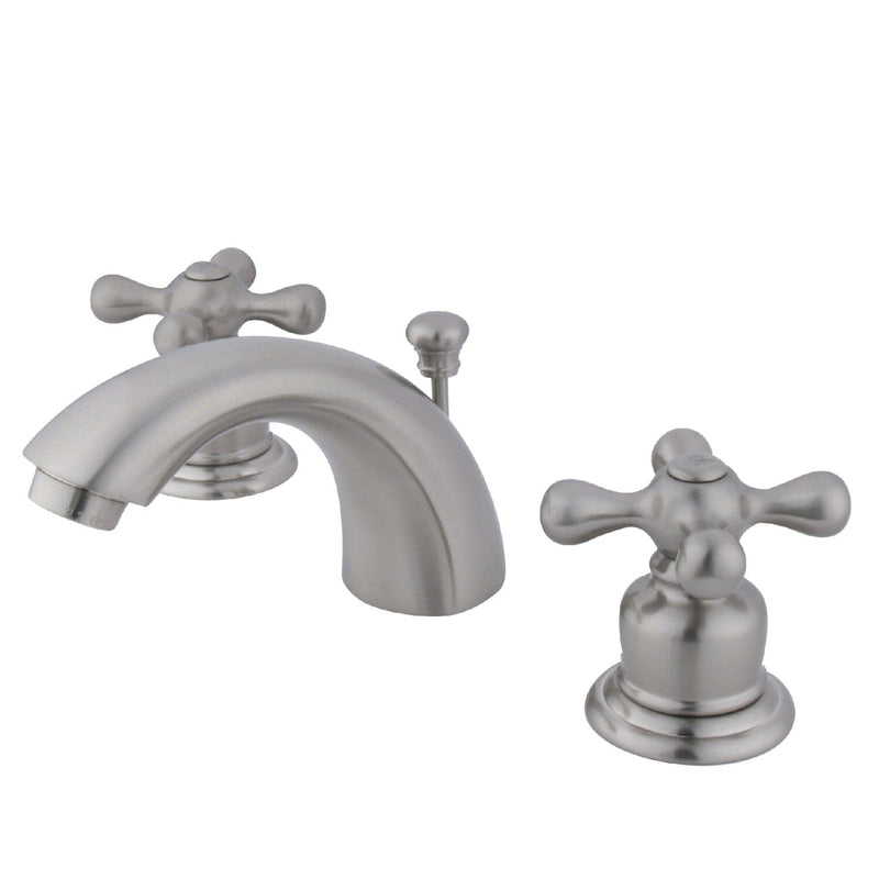 Victorian Two-Handle 3-Hole Deck Mount Mini-Widespread Bathroom Faucet with Pop-Up Drain