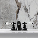 American Patriot Two-Handle 3-Hole Deck Mount Mini-Widespread Bathroom Faucet with Pop-Up Drain