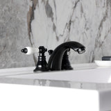 American Patriot Two-Handle 3-Hole Deck Mount Mini-Widespread Bathroom Faucet with Pop-Up Drain