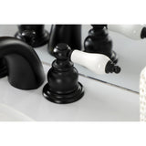 Victorian Two-Handle 3-Hole Deck Mount Mini-Widespread Bathroom Faucet with Pop-Up Drain