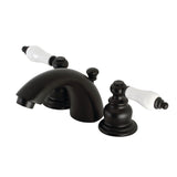 Victorian Two-Handle 3-Hole Deck Mount Mini-Widespread Bathroom Faucet with Pop-Up Drain