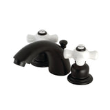 Victorian Two-Handle 3-Hole Deck Mount Mini-Widespread Bathroom Faucet with Plastic Pop-Up