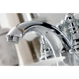 American Patriot Two-Handle 3-Hole Deck Mount Mini-Widespread Bathroom Faucet with Pop-Up Drain