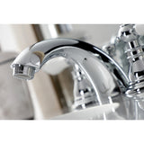 American Patriot Two-Handle 3-Hole Deck Mount Mini-Widespread Bathroom Faucet with Plastic Pop-Up