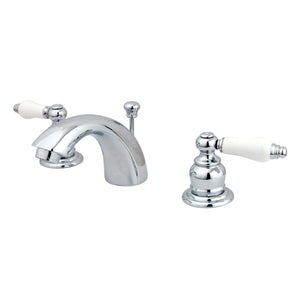 Victorian Two-Handle 3-Hole Deck Mount Mini-Widespread Bathroom Faucet with Plastic Pop-Up