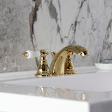 American Patriot Two-Handle 3-Hole Deck Mount Mini-Widespread Bathroom Faucet with Pop-Up Drain
