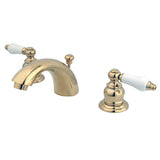 Victorian Two-Handle 3-Hole Deck Mount Mini-Widespread Bathroom Faucet with Pop-Up Drain