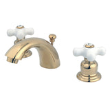 Victorian Two-Handle 3-Hole Deck Mount Mini-Widespread Bathroom Faucet with Plastic Pop-Up