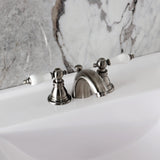 American Patriot Two-Handle 3-Hole Deck Mount Mini-Widespread Bathroom Faucet with Pop-Up Drain