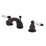 Victorian Two-Handle 3-Hole Deck Mount Mini-Widespread Bathroom Faucet with Pop-Up Drain