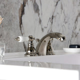 American Patriot Two-Handle 3-Hole Deck Mount Mini-Widespread Bathroom Faucet with Pop-Up Drain