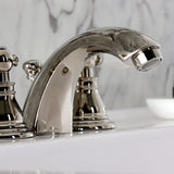 American Patriot Two-Handle 3-Hole Deck Mount Mini-Widespread Bathroom Faucet with Pop-Up Drain