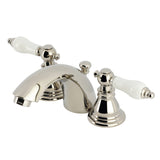 American Patriot Two-Handle 3-Hole Deck Mount Mini-Widespread Bathroom Faucet with Pop-Up Drain