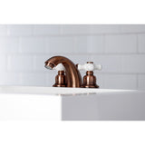 Victorian Two-Handle 3-Hole Deck Mount Mini-Widespread Bathroom Faucet with Plastic Pop-Up