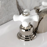 Victorian Two-Handle 3-Hole Deck Mount Mini-Widespread Bathroom Faucet with Pop-Up Drain