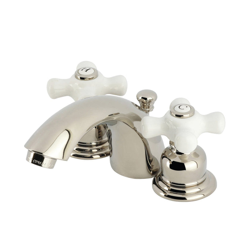 Victorian Two-Handle 3-Hole Deck Mount Mini-Widespread Bathroom Faucet with Pop-Up Drain