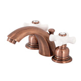 Victorian Two-Handle 3-Hole Deck Mount Mini-Widespread Bathroom Faucet with Plastic Pop-Up