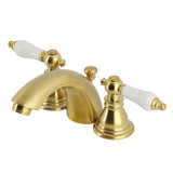 American Patriot Two-Handle 3-Hole Deck Mount Mini-Widespread Bathroom Faucet with Pop-Up Drain