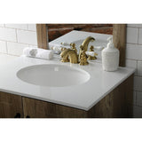 Victorian Two-Handle 3-Hole Deck Mount Mini-Widespread Bathroom Faucet with Pop-Up Drain