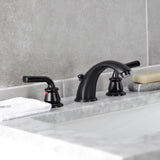 Restoration Two-Handle 3-Hole Deck Mount Widespread Bathroom Faucet with Retail Pop-Up Drain