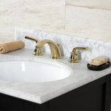 Restoration Two-Handle 3-Hole Deck Mount Widespread Bathroom Faucet with Retail Pop-Up Drain
